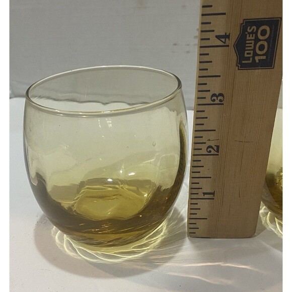 Set Of 2 Vintage Libbey Amber Swirl Optic Roly Poly Tumbler Glasses Retired 8oz - Picture 4 of 5